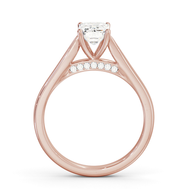 Emerald Diamond Engagement Ring 18K Rose Gold Solitaire - Bealbury ENEM39_RG_UP