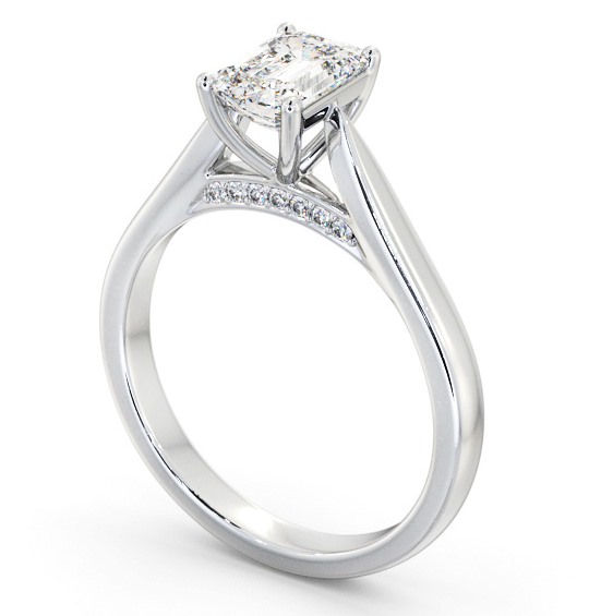 Emerald Diamond Engagement Ring with Diamond Set Bridge Platinum Solitaire ENEM39_WG_THUMB1