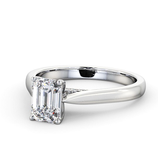 Emerald Diamond Engagement Ring with Diamond Set Bridge 18K White Gold Solitaire ENEM39_WG_THUMB2 