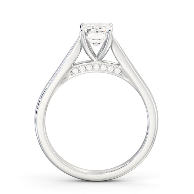 Emerald Diamond Engagement Ring 9K White Gold Solitaire - Bealbury ENEM39_WG_UP