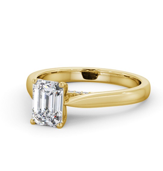  Emerald Diamond Engagement Ring 18K Yellow Gold Solitaire - Bealbury ENEM39_YG_THUMB2 