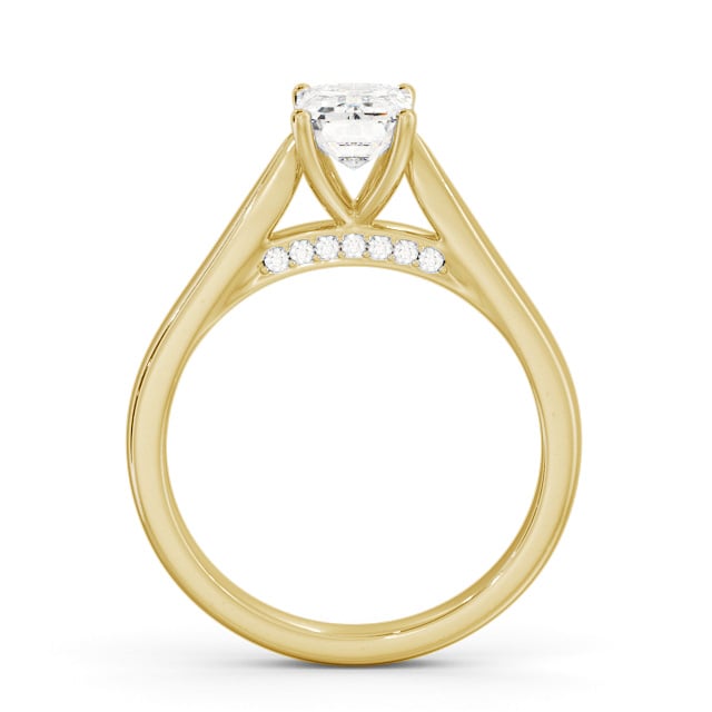 Emerald Diamond Engagement Ring 18K Yellow Gold Solitaire - Bealbury ENEM39_YG_UP