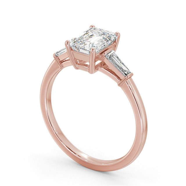 Emerald Diamond Engagement Ring 9K Rose Gold Solitaire With Side Stones - Morris ENEM39S_RG_SIDE