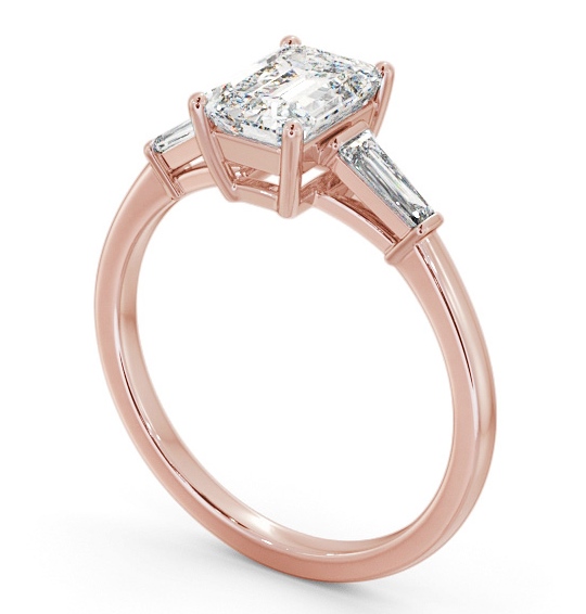  Emerald Diamond Engagement Ring 9K Rose Gold Solitaire With Side Stones - Morris ENEM39S_RG_THUMB1 
