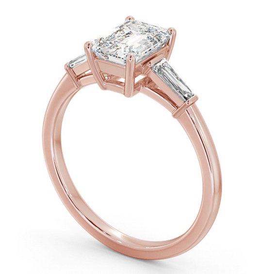 Emerald Diamond Engagement Ring 18K Rose Gold Solitaire with Tapered Baguette Side Stones ENEM39S_RG_THUMB1