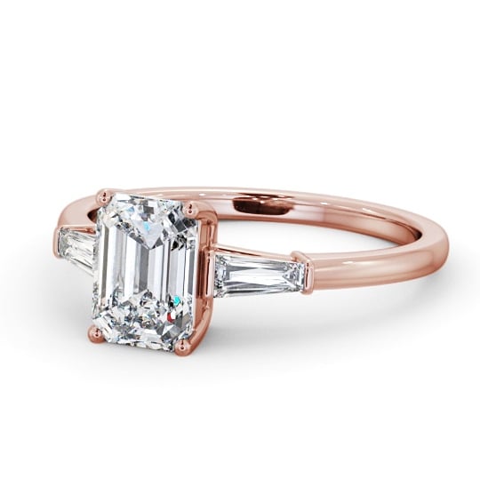  Emerald Diamond Engagement Ring 18K Rose Gold Solitaire With Side Stones - Morris ENEM39S_RG_THUMB2 