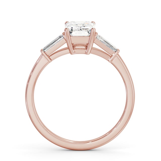 Emerald Diamond Engagement Ring 9K Rose Gold Solitaire With Side Stones - Morris ENEM39S_RG_UP