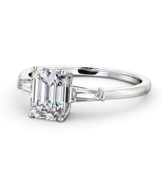  Emerald Diamond Engagement Ring Palladium Solitaire With Side Stones - Morris ENEM39S_WG_THUMB2 