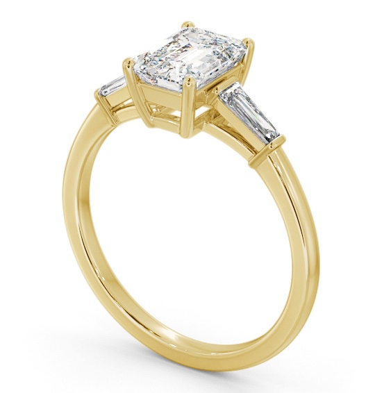 Emerald Diamond Engagement Ring 9K Yellow Gold Solitaire with Tapered Baguette Side Stones ENEM39S_YG_THUMB1