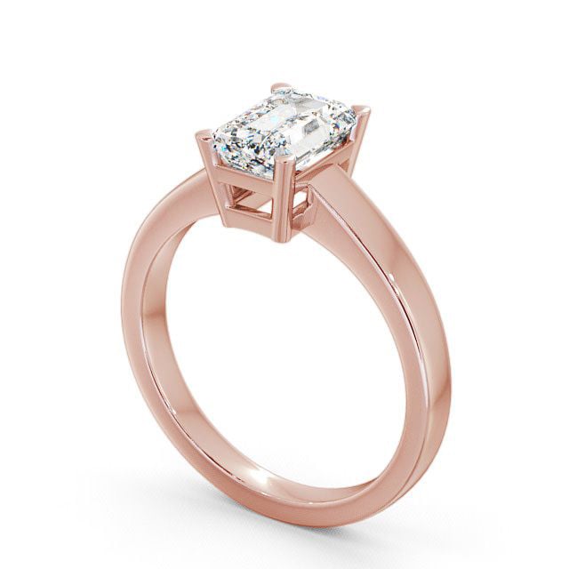Emerald Diamond Engagement Ring 9K Rose Gold Solitaire - Tivoli