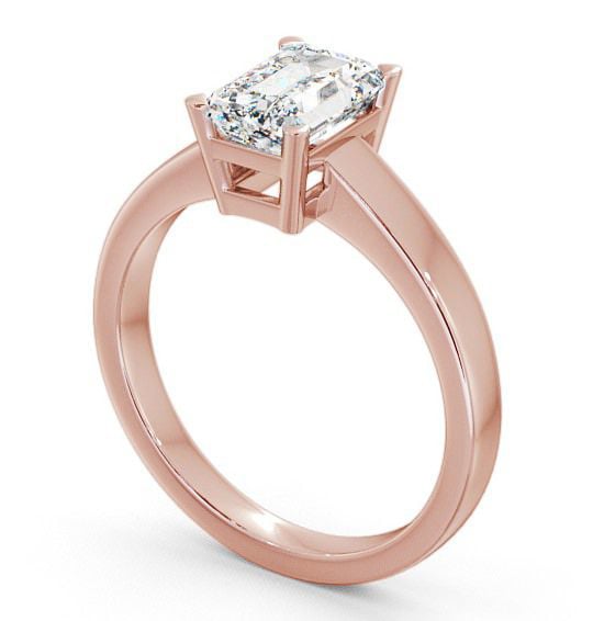 Emerald Diamond Box Setting Engagement Ring 9K Rose Gold Solitaire ENEM3_RG_THUMB1