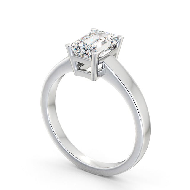 Emerald Diamond Engagement Ring 18K White Gold Solitaire - Tivoli ENEM3_WG_SIDE