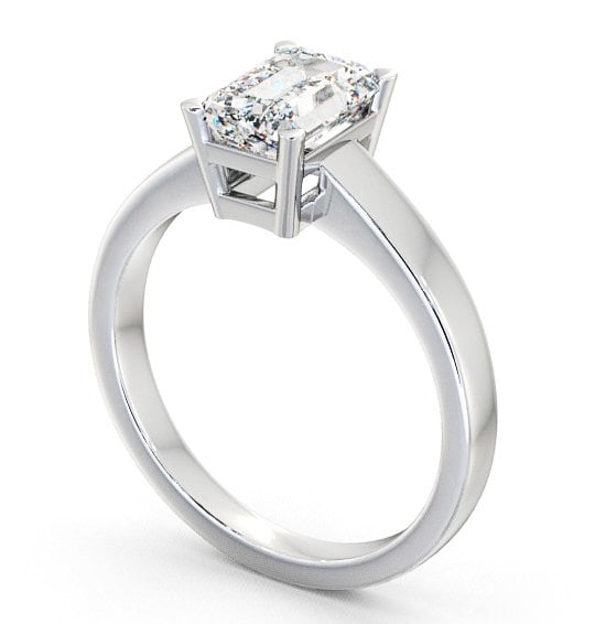 Emerald Diamond Box Setting Engagement Ring 9K White Gold Solitaire ENEM3_WG_THUMB1