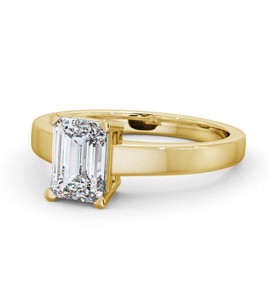 Emerald Diamond Box Setting Engagement Ring 9K Yellow Gold Solitaire ENEM3_YG_THUMB2 