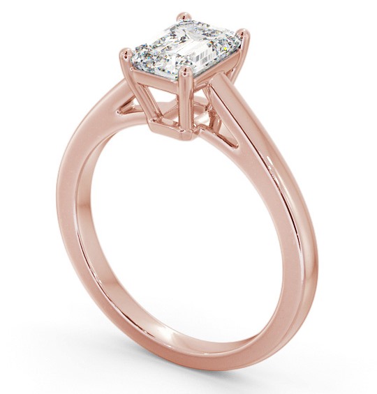 Emerald Diamond Box Style Setting Engagement Ring 18K Rose Gold Solitaire ENEM40_RG_THUMB1 