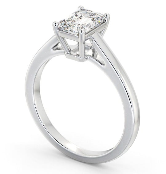 Emerald Diamond Engagement Ring 18K White Gold Solitaire - Hadlow ENEM40_WG_THUMB1