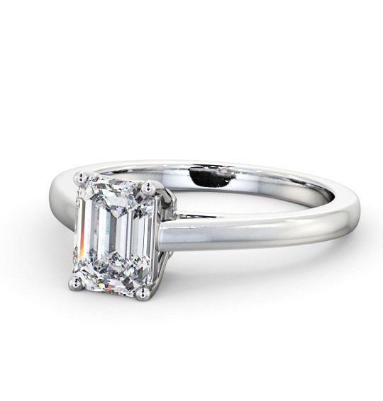 Emerald Diamond Box Style Setting Engagement Ring 18K White Gold Solitaire ENEM40_WG_THUMB2 