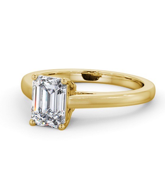  Emerald Diamond Engagement Ring 9K Yellow Gold Solitaire - Hadlow ENEM40_YG_THUMB2 