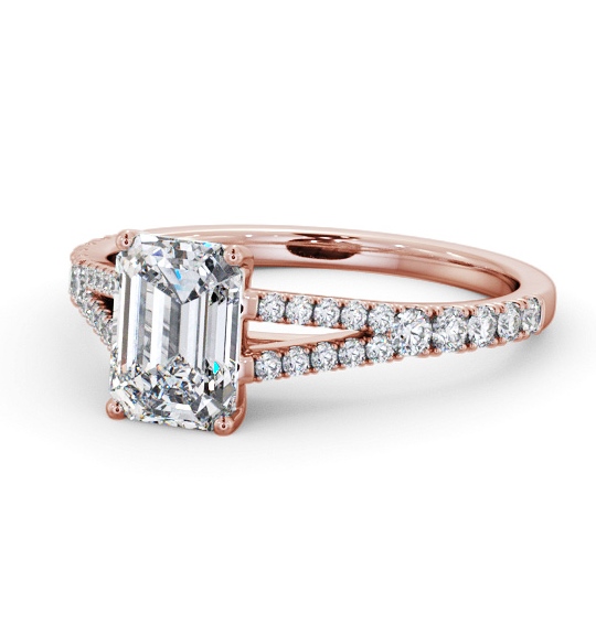  Emerald Diamond Engagement Ring 18K Rose Gold Solitaire With Side Stones - Macey ENEM40S_RG_THUMB2 