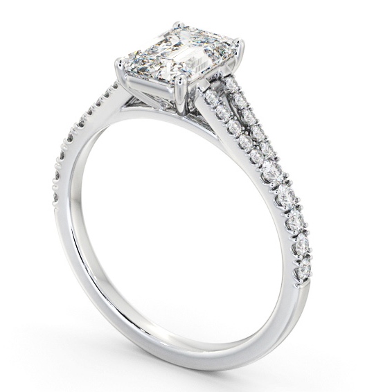  Emerald Diamond Engagement Ring Palladium Solitaire With Side Stones - Macey ENEM40S_WG_THUMB1 