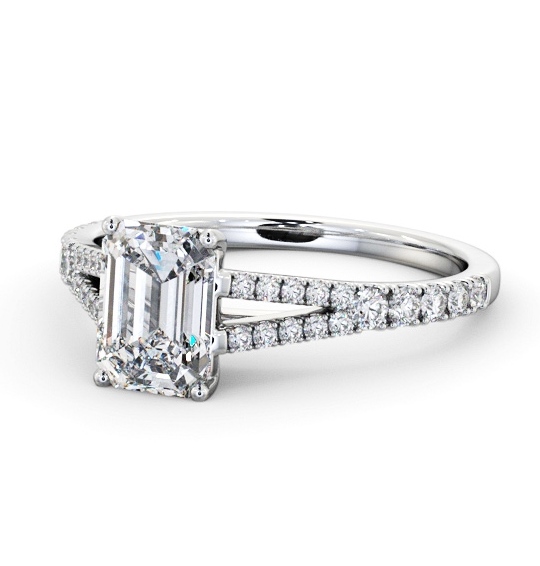  Emerald Diamond Engagement Ring Palladium Solitaire With Side Stones - Macey ENEM40S_WG_THUMB2 