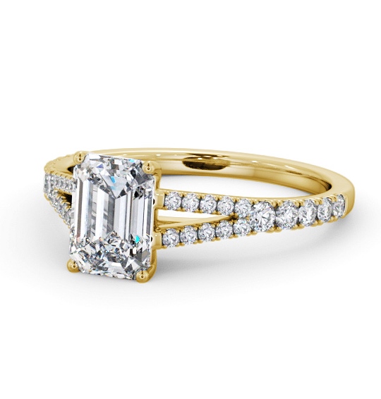  Emerald Diamond Engagement Ring 9K Yellow Gold Solitaire With Side Stones - Macey ENEM40S_YG_THUMB2 