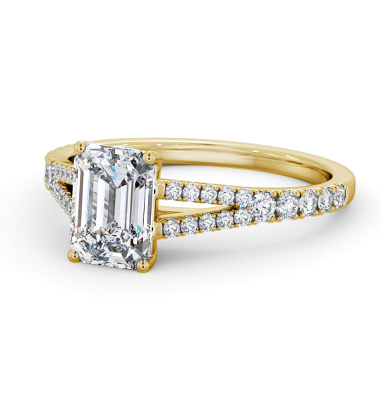 Macey Emerald Diamond Engagement Ring Side Stones Split Band ENEM40S_YG_THUMB2 