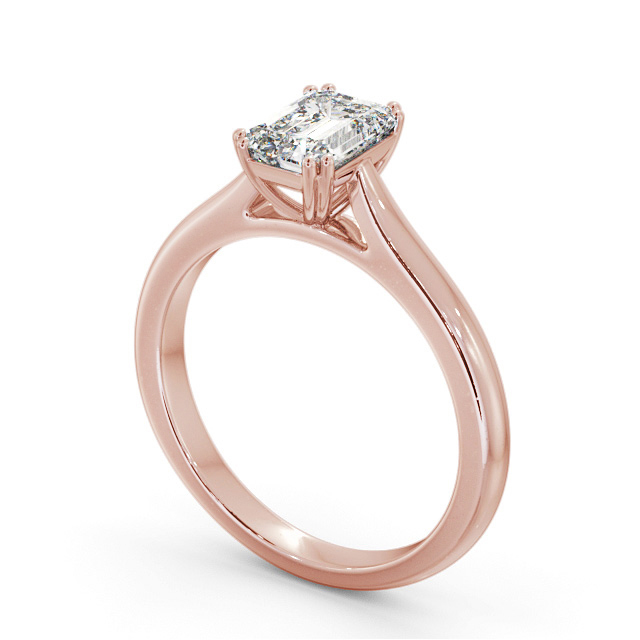 Emerald Diamond Engagement Ring 9K Rose Gold Solitaire - Valeriana ENEM41_RG_SIDE