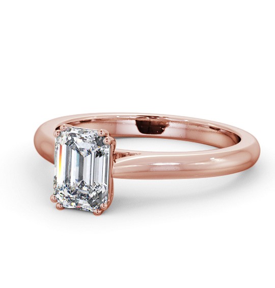  Emerald Diamond Engagement Ring 18K Rose Gold Solitaire - Valeriana ENEM41_RG_THUMB2 