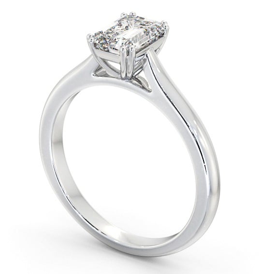 Emerald Diamond Engagement Ring 9K White Gold Solitaire - Valeriana ENEM41_WG_THUMB1 