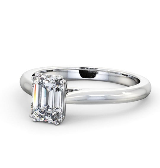  Emerald Diamond Engagement Ring 9K White Gold Solitaire - Valeriana ENEM41_WG_THUMB2 