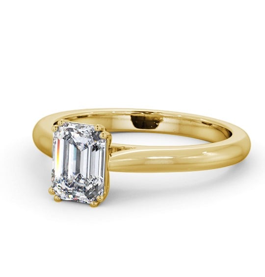  Emerald Diamond Engagement Ring 9K Yellow Gold Solitaire - Valeriana ENEM41_YG_THUMB2 