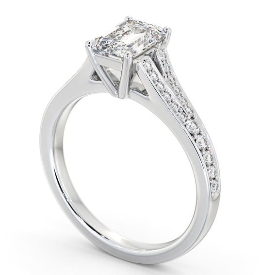  Emerald Diamond Engagement Ring Palladium Solitaire With Side Stones - Georgina ENEM41S_WG_THUMB1 