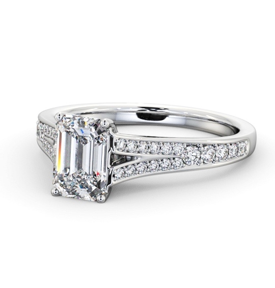  Emerald Diamond Engagement Ring Palladium Solitaire With Side Stones - Georgina ENEM41S_WG_THUMB2 