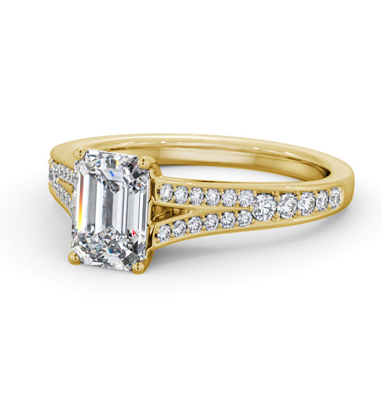 Georgina Emerald Diamond Engagement Ring Side Stones Split Band ENEM41S_YG_THUMB2 