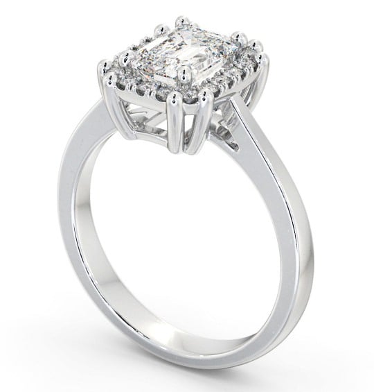  Halo Emerald Diamond Engagement Ring 9K White Gold - Alnham ENEM42_WG_THUMB1 