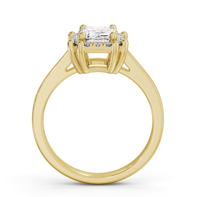 Halo Emerald Diamond Engagement Ring 9K Yellow Gold - Alnham ENEM42_YG_UP