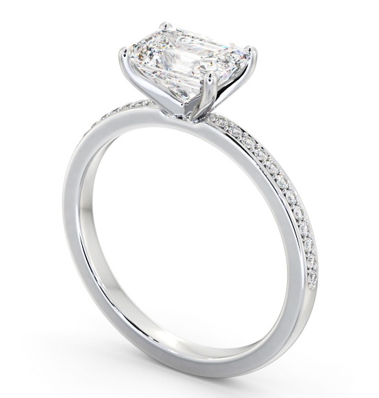  Emerald Diamond Engagement Ring Platinum Solitaire With Side Stones - Potina ENEM42S_WG_THUMB1 