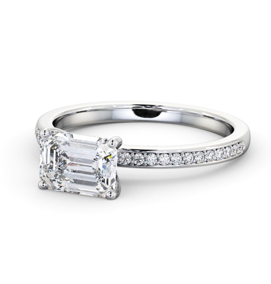  Emerald Diamond Engagement Ring Palladium Solitaire With Side Stones - Potina ENEM42S_WG_THUMB2 