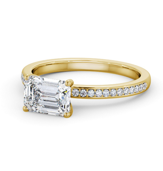 Potina Emerald Diamond Engagement Ring Side Stones East-West Setting ENEM42S_YG_THUMB2 