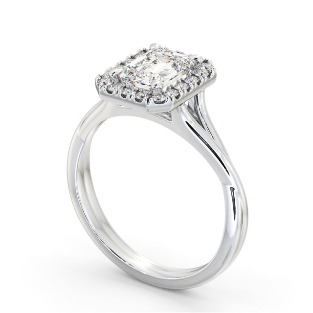Halo Emerald Diamond Engagement Ring 9K White Gold - Dowlise ENEM43_WG_SIDE