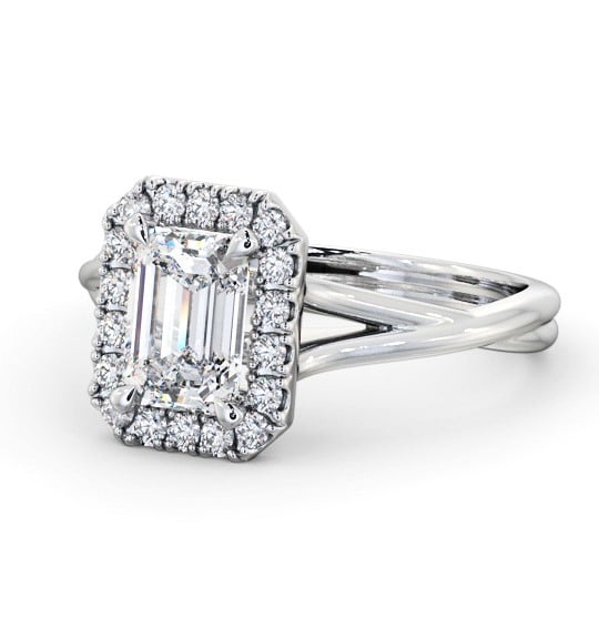  Halo Emerald Diamond Engagement Ring 18K White Gold - Dowlise ENEM43_WG_THUMB2 