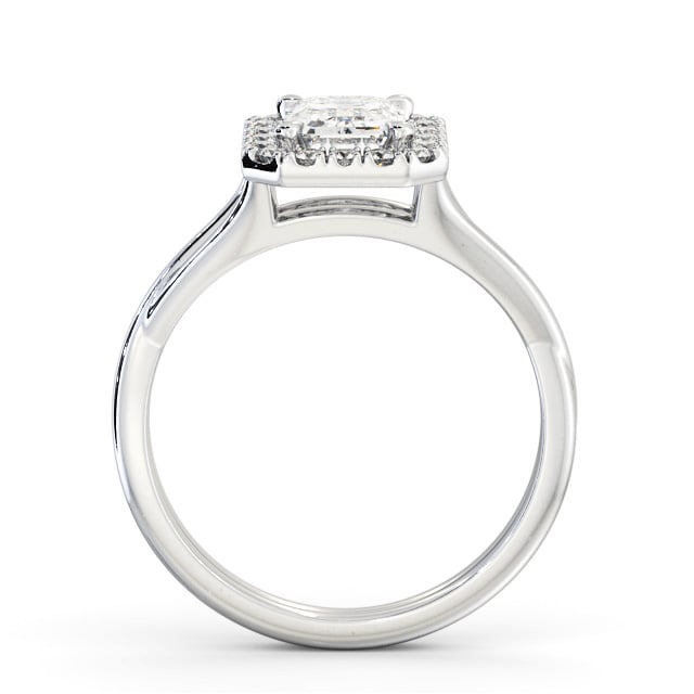 Halo Emerald Diamond Engagement Ring 9K White Gold - Dowlise ENEM43_WG_UP