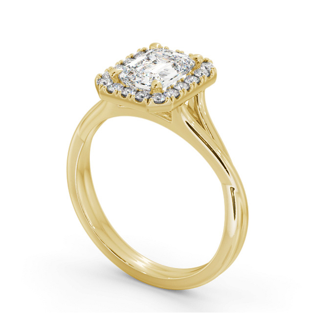 Halo Emerald Diamond Engagement Ring 9K Yellow Gold - Dowlise ENEM43_YG_SIDE