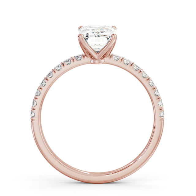 Emerald Diamond Engagement Ring 9K Rose Gold Solitaire With Side Stones - Velma ENEM43S_RG_UP