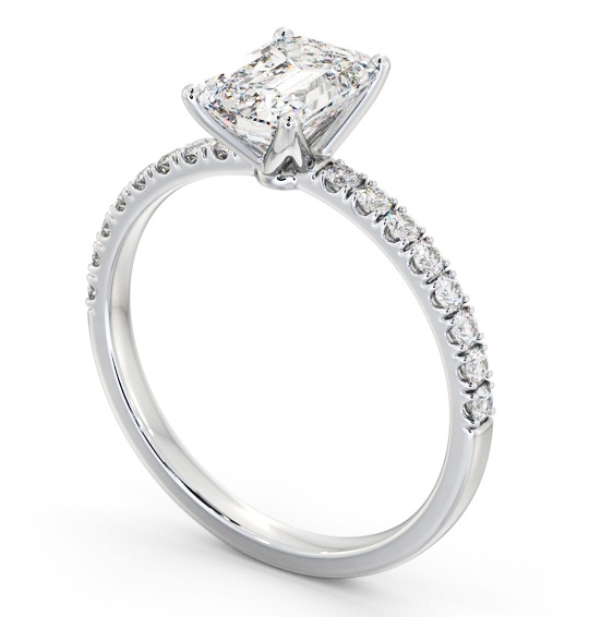  Emerald Diamond Engagement Ring Platinum Solitaire With Side Stones - Velma ENEM43S_WG_THUMB1 