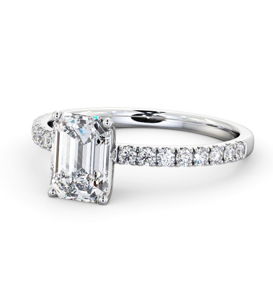  Emerald Diamond Engagement Ring Palladium Solitaire With Side Stones - Velma ENEM43S_WG_THUMB2 