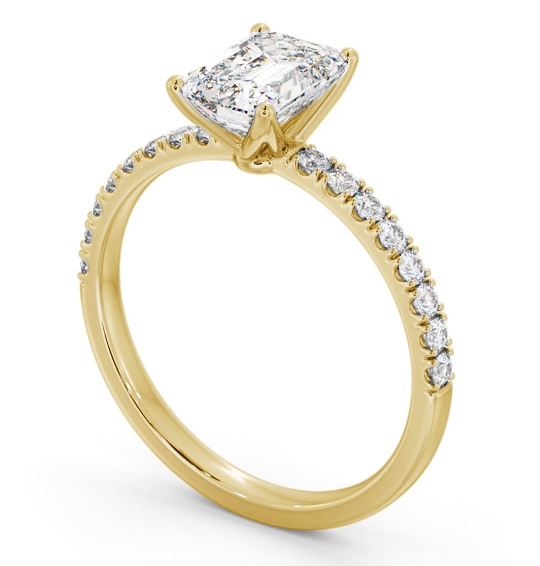  Emerald Diamond Engagement Ring 18K Yellow Gold Solitaire With Side Stones - Velma ENEM43S_YG_THUMB1 