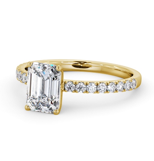  Emerald Diamond Engagement Ring 9K Yellow Gold Solitaire With Side Stones - Velma ENEM43S_YG_THUMB2 