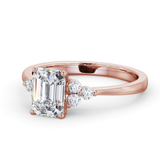  Emerald Diamond Engagement Ring 18K Rose Gold Solitaire With Side Stones - Bianca ENEM44S_RG_THUMB2 